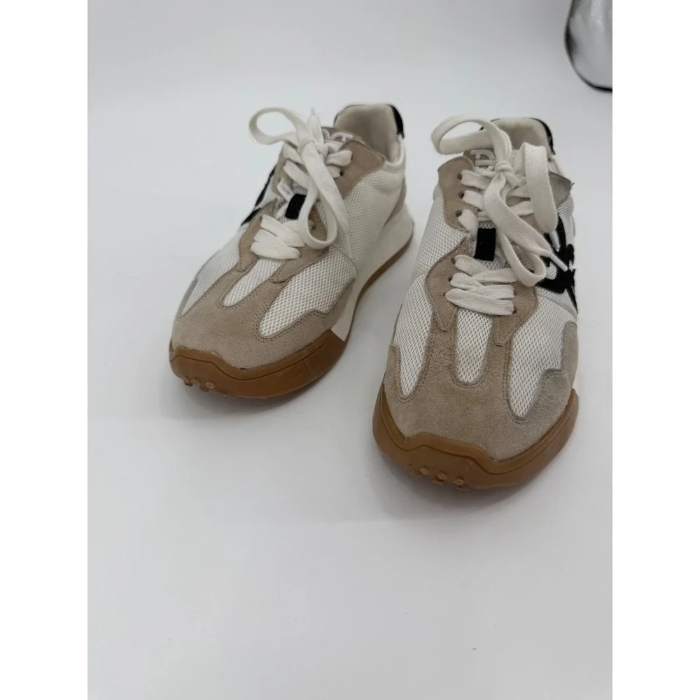 Sam Edelman Mangle Low Top Sneakers Sesame White Suede Mesh US 7.5M EUR 38